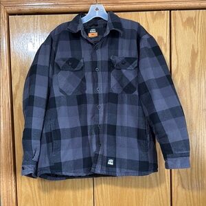 Black and Gray Plaid Shirt Jacket